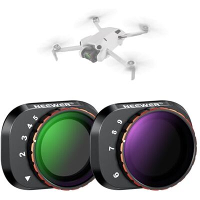 NEEWER Variabel ND-filteruppsättning kompatibel med DJI Mini 4 Pro, ND2-32 (1-5 stopp) + ND64-512 (6-9 stopp) flerbelagd HD optisk glas drönare kameralins tillbehör fotografi videoinspelning NEEWER Variabel ND-filteruppsättning kompatibel med DJI Mini 4 Pro, ND2-32 (1-5 stopp) + ND64-512 (6-9 stopp) flerbelagd HD optisk glas drönare kameralins tillbehör fotografi videoinspelning
