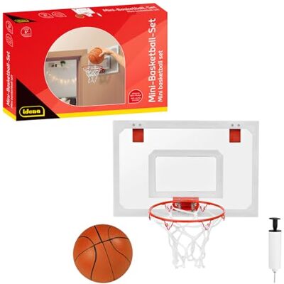 Idena 40379 – Mini basketset, inomhus basketkorg med liten boll och luftpump, inklusive monteringsanvisning, lämplig för dörrmontering, utan borrning, för vuxna och barn från 6 år Idena 40379 – Mini basketset, inomhus basketkorg med liten boll och luftpump, inklusive monteringsanvisning, lämplig för dörrmontering, utan borrning, för vuxna och barn från 6 år