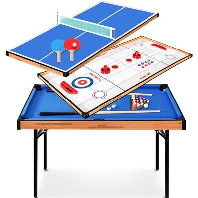 SereneLife 4-i-1 multispelbord, 4 x 2 tums hopfällbara arkadspel med tillbehör, Ping Pong, Air Hockey, Pool Billiards och Shuffleboard för inomhus, utomhus, alla åldrar SereneLife 4-i-1 multispelbord, 4 x 2 tums hopfällbara arkadspel med tillbehör, Ping Pong, Air Hockey, Pool Billiards och Shuffleboard för inomhus, utomhus, alla åldrar