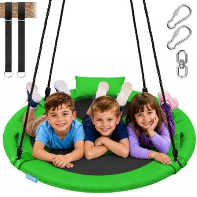 SereneLife Rund Gunga 100 cm för Barn & Vuxna, Nestgunga för Inom- och Utomhusbruk, Trädgunga med 360° Rotationsfäste, Belastning upp till 270 kg, Svart SereneLife Rund Gunga 100 cm för Barn & Vuxna, Nestgunga för Inom- och Utomhusbruk, Trädgunga med 360° Rotationsfäste, Belastning upp till 270 kg, Svart