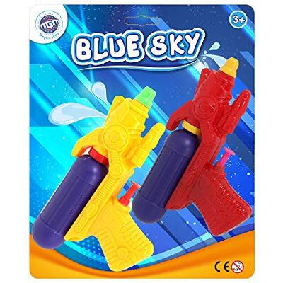 Blue Sky 2 vattenpistoler utomhusspel 048027 flerfärgad plast 15 cm barnleksak strandspel pool från 3 år Blue Sky 2 vattenpistoler utomhusspel 048027 flerfärgad plast 15 cm barnleksak strandspel pool från 3 år