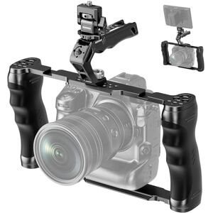 NEEWER Universal Camera Cage + Top Handle och Cold Shoe Monitor Stativ, Ark-typ Kamera-Gimbal-stabilisator, 2 handtag, 3/8 tum för ARRI, Rig Video Kompatibel med SmallRig Tillbehör, CA016T+MA006 NEEWER Universal Camera Cage + Top Handle och Cold Shoe Monitor Stativ, Ark-typ Kamera-Gimbal-stabilisator, 2 handtag, 3/8 tum för ARRI, Rig Video Kompatibel med SmallRig Tillbehör, CA016T+MA006