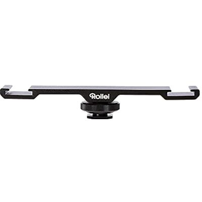 Rollei Double Cold Shoe-adapter för montering av 2 fototillbehör delar på en blixtsko eller 1/4 tum gänga Rollei Double Cold Shoe-adapter för montering av 2 fototillbehör delar på en blixtsko eller 1/4 tum gänga