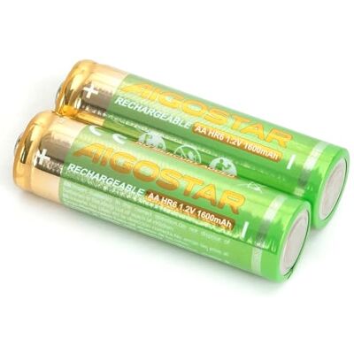 Blendend AA uppladdningsbart batteri, kapacitet 1 600 mAh och spänning 1,2 V. 2-pack. Perfekt för medelstora konsumentenheter som kameror, leksaker och fjärrkontroller. Hållbar och effektiv. Blendend AA uppladdningsbart batteri, kapacitet 1 600 mAh och spänning 1,2 V. 2-pack. Perfekt för medelstora konsumentenheter som kameror, leksaker och fjärrkontroller. Hållbar och effektiv.
