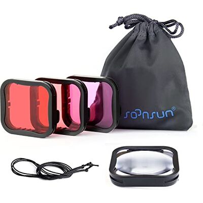SOONSUN 4-pack dykfilter för officiellt vattentätt hölje för GoPro Hero 7 6 5 svart – röd, ljusröd, magenta, 5 x makrofilter i närbild – färgkorrigering för fotografering och video under SOONSUN 4-pack dykfilter för officiellt vattentätt hölje för GoPro Hero 7 6 5 svart – röd, ljusröd, magenta, 5 x makrofilter i närbild – färgkorrigering för fotografering och video under