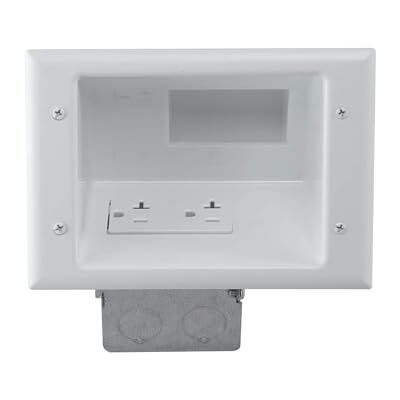 DATA COMM DATACOMM ELECTRONICS 45-0072-WH kommersiell kvalitet infälld AV/HDMI-kabel döljande platta med 20 Amp dubbel kraftuttag DATA COMM DATACOMM ELECTRONICS 45-0072-WH kommersiell kvalitet infälld AV/HDMI-kabel döljande platta med 20 Amp dubbel kraftuttag