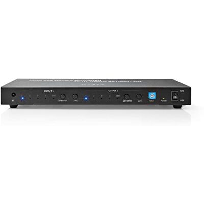 NEDIS VMAT3482AT HDMI ™ Matrix-omkopplare 2 x 4 portar 4 x HDMI™-ingång 1 x optisk S/PDIF/2 x 3,5 mm/2 x HDMI™ utgång 4K@60Hz 18 Gbps fjärrstyrd metall antracit NEDIS VMAT3482AT HDMI ™ Matrix-omkopplare 2 x 4 portar 4 x HDMI™-ingång 1 x optisk S/PDIF/2 x 3,5 mm/2 x HDMI™ utgång 4K@60Hz 18 Gbps fjärrstyrd metall antracit