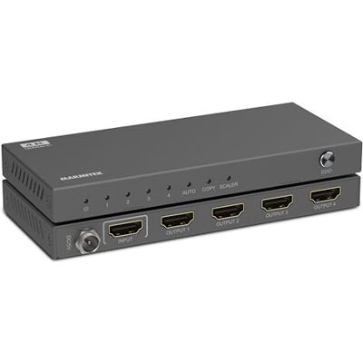 Marmitek Split 614 Pro HDMI Splitter 4K60 1 in 4 ut UHD HDR HDMI-fördelare för 4 skärmar, TV och projektor, HDCP 2.2, EDID, downscaler, 18 Gbit/s och metallhölje Marmitek Split 614 Pro HDMI Splitter 4K60 1 in 4 ut UHD HDR HDMI-fördelare för 4 skärmar, TV och projektor, HDCP 2.2, EDID, downscaler, 18 Gbit/s och metallhölje