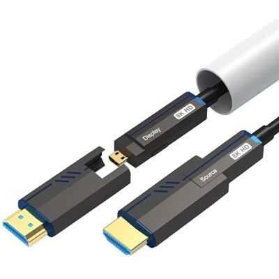 ecjtu 8K fiberoptisk HDMI-kabel 82 fot/25 m, avtagbar lång HDMI 2.1-kabel med dubbla mikro-HDMI-kontakter, 8K @60hz 4K@120hz, HDCP 2.3 2.2, eARC, HDR10, 48 Gbps ultrahög hastighet ecjtu 8K fiberoptisk HDMI-kabel 82 fot/25 m, avtagbar lång HDMI 2.1-kabel med dubbla mikro-HDMI-kontakter, 8K @60hz 4K@120hz, HDCP 2.3 2.2, eARC, HDR10, 48 Gbps ultrahög hastighet