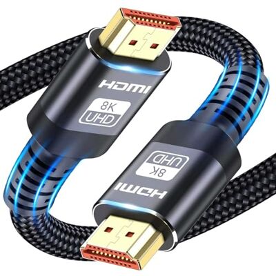 ATETEO 10K 8K HDMI-kabel 2.1, 3M Ultra HD-kabel höghastighetskabel 48 Gbps, HDMI-kablar (8K @60Hz 7680x4320, 4K@120Hz) stöder dynamisk HDR, eARC, Dolby Atmos med mera ATETEO 10K 8K HDMI-kabel 2.1, 3M Ultra HD-kabel höghastighetskabel 48 Gbps, HDMI-kablar (8K @60Hz 7680x4320, 4K@120Hz) stöder dynamisk HDR, eARC, Dolby Atmos med mera
