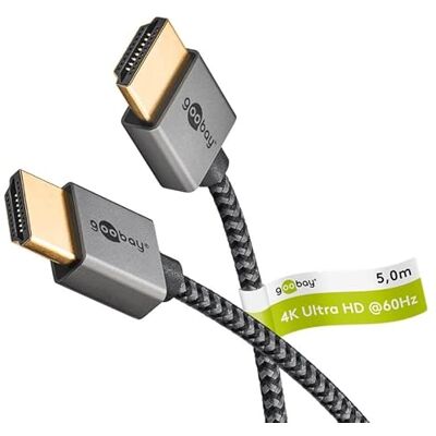 goobay Slim High Speed HDMI-kabel med Ethernet, 5 meter/4K (3840 x 2160) UHD @ 60hz med upp till 18 Gbit/s, ljud- och videoöverföring för t.ex. PlayStation 5, Xbox ONE eller Fire TV, 75755 goobay Slim High Speed HDMI-kabel med Ethernet, 5 meter/4K (3840 x 2160) UHD @ 60hz med upp till 18 Gbit/s, ljud- och videoöverföring för t.ex. PlayStation 5, Xbox ONE eller Fire TV, 75755