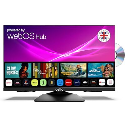 Cello C2425WSF Smart TV Full HD DVD da 24 pollici 230 V – Altoparlanti Pitch Perfect – Netflix, Prime Video, Disney+ e Hulu, LG WebOS Kitchen, Bluetooth e triplo sintonizzatore Cello C2425WSF Smart TV Full HD DVD da 24 pollici 230 V – Altoparlanti Pitch Perfect – Netflix, Prime Video, Disney+ e Hulu, LG WebOS Kitchen, Bluetooth e triplo sintonizzatore