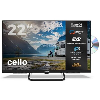 Cello CTRAV-22TZF 22" Smart LED 12V Traveller-TV/DVD med Tizen OS från Samsung, Pitch Perfect-högtalare, Gaming Hub, Bluetooth, idealisk för husbilar, triple-tuner Cello CTRAV-22TZF 22" Smart LED 12V Traveller-TV/DVD med Tizen OS från Samsung, Pitch Perfect-högtalare, Gaming Hub, Bluetooth, idealisk för husbilar, triple-tuner