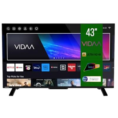 Toshiba Smart VIDAA TV 43 tum Ultra HD 43UV2363DA 4K TV 43 tum, LED-TV kompatibel med Alexa, DVB-T2, LED-teknik, Dolby Vision HDR10, HDMI 2.1 Toshiba Smart VIDAA TV 43 tum Ultra HD 43UV2363DA 4K TV 43 tum, LED-TV kompatibel med Alexa, DVB-T2, LED-teknik, Dolby Vision HDR10, HDMI 2.1