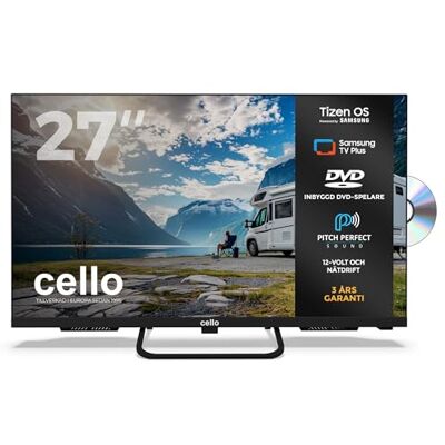 Cello Ctrav-27TZF 27" Smart LED 12V TV/DVD med Tizen OS (Samsung), Pitch Perfect-ljud, Bluetooth, HDMI, USB, tillverkad i Storbritannien, perfekt för husbilar, lastbilar & båtar Cello Ctrav-27TZF 27" Smart LED 12V TV/DVD med Tizen OS (Samsung), Pitch Perfect-ljud, Bluetooth, HDMI, USB, tillverkad i Storbritannien, perfekt för husbilar, lastbilar & båtar
