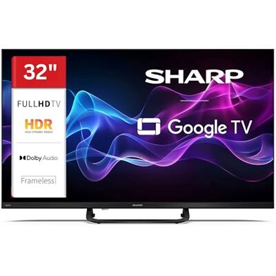 Sharp 32HF3965E 32 tum QLED TV Google TV Smart Full HD-TV med HDR, Blutooth, Google Assistant och trippel tuner (2026) Sharp 32HF3965E 32 tum QLED TV Google TV Smart Full HD-TV med HDR, Blutooth, Google Assistant och trippel tuner (2026)