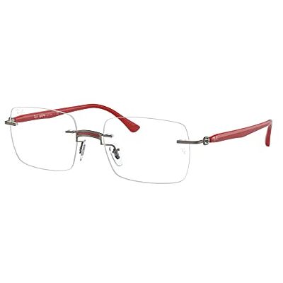 Ray-Ban Rx8767 Titan rektangulära receptbelagda glasögonbågar, Röd på slipning pistol/demolins, 51 mm Ray-Ban Rx8767 Titan rektangulära receptbelagda glasögonbågar, Röd på slipning pistol/demolins, 51 mm