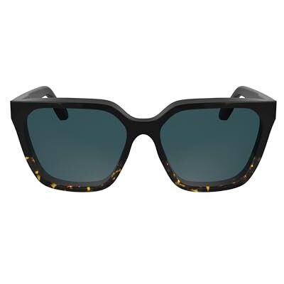 Calvin Women's Sunglasses CK25500S Svart/Havana med Solid Petrol-lins, Svart/Havana, One size Calvin Women's Sunglasses CK25500S Svart/Havana med Solid Petrol-lins, Svart/Havana, One size