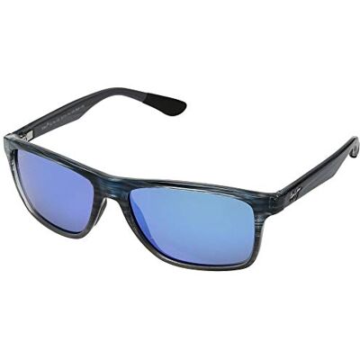 Maui Jim mäns Onshore rektangulära solglasögon, Blå svart rand bleknade/blå Hawaii, Large Maui Jim mäns Onshore rektangulära solglasögon, Blå svart rand bleknade/blå Hawaii, Large