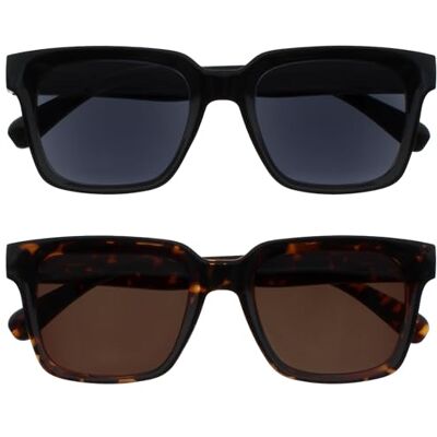 OPULIZE ERA solglasögon, svart/brun lins, 2 stycken, antireflexfria, polariserade glas med UV400-skydd, överdimensionerade rektangulära ramar, fjädergångjärn, svart/brun, enhetlig, svart, Svart/brun OPULIZE ERA solglasögon, svart/brun lins, 2 stycken, antireflexfria, polariserade glas med UV400-skydd, överdimensionerade rektangulära ramar, fjädergångjärn, svart/brun, enhetlig, svart, Svart/brun
