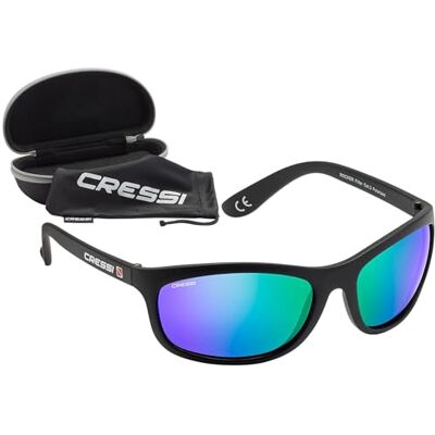 CRESSI *OCCHIALI DA SOLE ROCKER NERO LENTI SPECCH VERDE CRESSI *OCCHIALI DA SOLE ROCKER NERO LENTI SPECCH VERDE