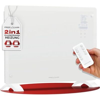 PROFI CARE ProfiCare® PC-GKH 3118 elektrisk värmare med glasfront och X-format värmeelement Mobil radiator även lämplig för väggmontering Konvektorvärmare med 2 nivåer av PROFI CARE ProfiCare® PC-GKH 3118 elektrisk värmare med glasfront och X-format värmeelement Mobil radiator även lämplig för väggmontering Konvektorvärmare med 2 nivåer av