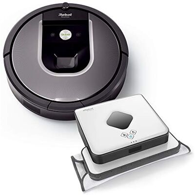 iRobot Roomba Folk sugroboter 960 plus Braava 390t torkarboter i setet: Roomba sug och braava torka av, hög rengöringseffekt på alla golv, perfekt för djurhår och stora rum, appstyrning iRobot Roomba Folk sugroboter 960 plus Braava 390t torkarboter i setet: Roomba sug och braava torka av, hög rengöringseffekt på alla golv, perfekt för djurhår och stora rum, appstyrning