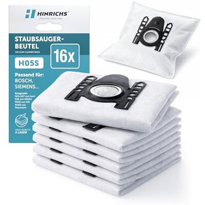 Hinrichs dammsugarpåsar 16-pack – lämplig för Siemens VS 52/VS52 och Bosch-Siemens typ G/G ALL, flerskikts dammpåsar för VS52A20, VS52A30 Hinrichs dammsugarpåsar 16-pack – lämplig för Siemens VS 52/VS52 och Bosch-Siemens typ G/G ALL, flerskikts dammpåsar för VS52A20, VS52A30