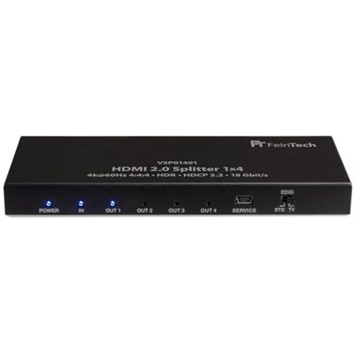FeinTech VSP01401 HDMI 2.0 splitter 1 till 4 distributörer Ultra-HD 4K@60Hz YUV 4:4 HDR HDCP 2.2 EDID 18 Gbps FeinTech VSP01401 HDMI 2.0 splitter 1 till 4 distributörer Ultra-HD 4K@60Hz YUV 4:4 HDR HDCP 2.2 EDID 18 Gbps