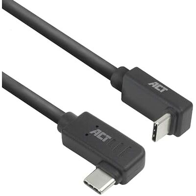 ACT USB C-vinkelkabel 2 m, PD 60 W USB C vinkelkontakt 90 grader, vänster/höger upp/nedåt, 10 Gbps datahastighet, videoupplösning 4K@60Hz USB typ C videokabel, datakabel, laddningskabel – AC7482 ACT USB C-vinkelkabel 2 m, PD 60 W USB C vinkelkontakt 90 grader, vänster/höger upp/nedåt, 10 Gbps datahastighet, videoupplösning 4K@60Hz USB typ C videokabel, datakabel, laddningskabel – AC7482
