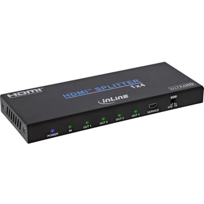InLine HDMI-splitter 1x4, 4K 60 Hz, HDMI 2.0b, HDCP 2.2 HDMI-signal till 4 skärmar, 4K 60Hz, 18 Gb/s, EDID-hantering, HDMI 2.0b, metallhus InLine HDMI-splitter 1x4, 4K 60 Hz, HDMI 2.0b, HDCP 2.2 HDMI-signal till 4 skärmar, 4K 60Hz, 18 Gb/s, EDID-hantering, HDMI 2.0b, metallhus