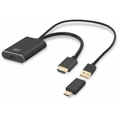 ACT HDMI-hane till USB-C-hona-adapter, 4K 60 Hz, aktiv omvandlare – AC7537 ACT HDMI-hane till USB-C-hona-adapter, 4K 60 Hz, aktiv omvandlare – AC7537