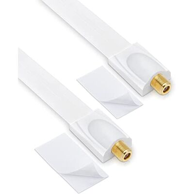 conecto Fönstermatning 30 cm, F-uttag till F-uttag, 2 självhäftande kuddar, guldpläterade, vita, set om 2 conecto Fönstermatning 30 cm, F-uttag till F-uttag, 2 självhäftande kuddar, guldpläterade, vita, set om 2