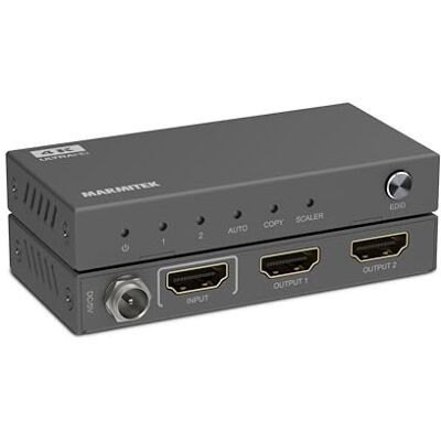 Marmitek Split 612 Pro HDMI Splitter 4K60 1 in 2 ut UHD HDR HDMI-fördelare för 2 skärmar, TV och projektor, HDCP 2.2, EDID, downscaler, 18 Gbit/s och metallhölje Marmitek Split 612 Pro HDMI Splitter 4K60 1 in 2 ut UHD HDR HDMI-fördelare för 2 skärmar, TV och projektor, HDCP 2.2, EDID, downscaler, 18 Gbit/s och metallhölje