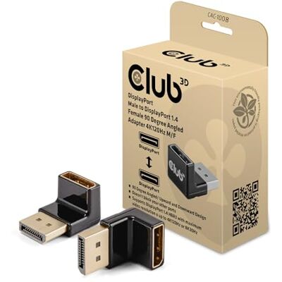 Club 3D CAC-1008 DisplayPort-kontakt till DisplayPort 1,4-uttag 90 graders vinklad adapter 4K120Hz M/F Club 3D CAC-1008 DisplayPort-kontakt till DisplayPort 1,4-uttag 90 graders vinklad adapter 4K120Hz M/F