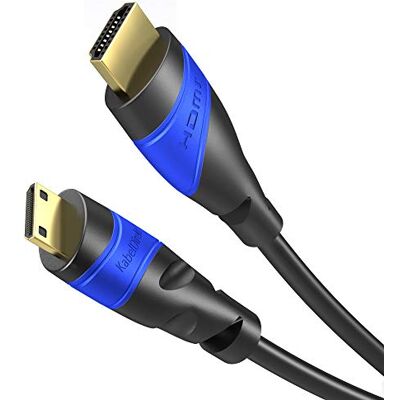 KabelDirekt – Mini-HDMI-kabel – 2m – 4K@60Hz, dubbelriktad HDMI till Mini-HDMI, dubbelriktad, 4K@60Hz, Ultra HD, High Speed med Ethernet, för surfplattor/kameror/videokameror, svart KabelDirekt – Mini-HDMI-kabel – 2m – 4K@60Hz, dubbelriktad HDMI till Mini-HDMI, dubbelriktad, 4K@60Hz, Ultra HD, High Speed med Ethernet, för surfplattor/kameror/videokameror, svart