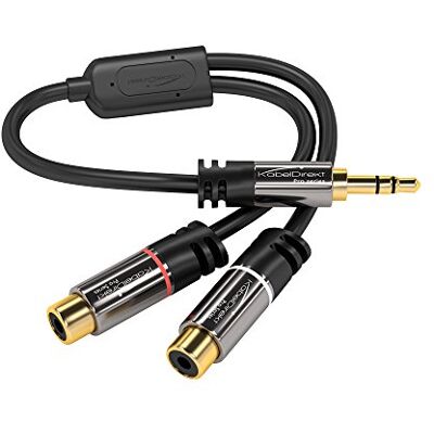 KabelDirekt – RCA-adapter – 0,2m, jack 3,5mm Adapter 2 × RCA hona till 3,5mm hane KabelDirekt – RCA-adapter – 0,2m, jack 3,5mm Adapter 2 × RCA hona till 3,5mm hane