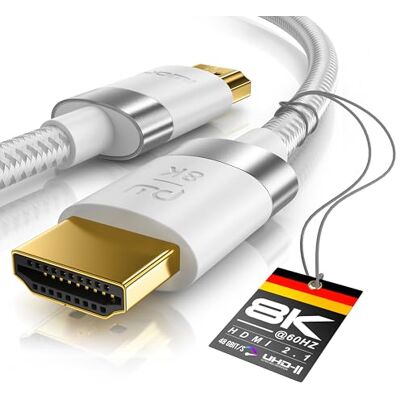 CSL-Computer CSL – 8 k/4k HDMI-kabel 2,1/2,0–1,5 m – 8K @ 60 Hz/120 Hz – 4K @ 240 Hz – 48 Gbit/s – 3D – Ultra High Speed med Ethernet – TV Blu-ray PS5 Xbox Series X-switch – vit – 1,5 meter CSL-Computer CSL – 8 k/4k HDMI-kabel 2,1/2,0–1,5 m – 8K @ 60 Hz/120 Hz – 4K @ 240 Hz – 48 Gbit/s – 3D – Ultra High Speed med Ethernet – TV Blu-ray PS5 Xbox Series X-switch – vit – 1,5 meter
