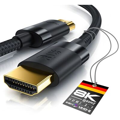 CSL-Computer CSL – 8k/4k HDMI-kabel 2,1/2,0-3 m – 8K @ 60 Hz/120 Hz – 4K @ 240Hz – 48 Gbit/s – 3D – Ultra High Speed med Ethernet – TV Blu-ray PS5 Xbox Series X-switch – svart – 3 meter CSL-Computer CSL – 8k/4k HDMI-kabel 2,1/2,0-3 m – 8K @ 60 Hz/120 Hz – 4K @ 240Hz – 48 Gbit/s – 3D – Ultra High Speed med Ethernet – TV Blu-ray PS5 Xbox Series X-switch – svart – 3 meter