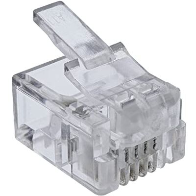 InLine 73094 100-pack modulära kontakter, 6P4C RJ11 för krimpning på platt kabel InLine 73094 100-pack modulära kontakter, 6P4C RJ11 för krimpning på platt kabel