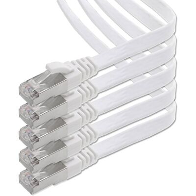 1aTTack.de 0,25 m vit 5 stycken CAT.7 Gigabit Ethernet LAN platt bandkabel (RJ45) nätverkskabel rå kabel (10Gbit / s) installationskabel platt tunn kompatibel med Cat.5 Cat.5e Cat.6 1aTTack.de 0,25 m vit 5 stycken CAT.7 Gigabit Ethernet LAN platt bandkabel (RJ45) nätverkskabel rå kabel (10Gbit / s) installationskabel platt tunn kompatibel med Cat.5 Cat.5e Cat.6