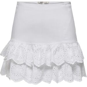 ONLY Onlellyn Mw Layered Skirt WVN, Ljus vit, L ONLY Onlellyn Mw Layered Skirt WVN, Ljus vit, L