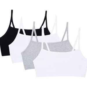 Fruit of the Loom Women's Spaghetti Strap Cotton Pullover Sports Bra, Black/White/White/Heather Grey 4-Pack, 42 Fruit of the Loom Women's Spaghetti Strap Cotton Pullover Sports Bra, Black/White/White/Heather Grey 4-Pack, 42