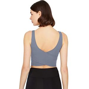 LOS OJOS Crop Tops dam – medium stöd vadderad sport-bh, tanktoppar för kvinnor, kol, L LOS OJOS Crop Tops dam – medium stöd vadderad sport-bh, tanktoppar för kvinnor, kol, L