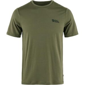 Fjällräven Abisko Wool Logo SS M - Funktionell t-shirt - Mörk oliv Fjällräven Abisko Wool Logo SS M - Funktionell t-shirt - Mörk oliv