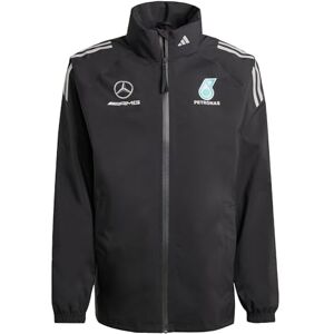 adidas För Män MERCEDES AMG PETRONAS FORMULA ONE TEAM MECHANICS RAIN JACKET MEN, Black/Reflective Silver, XS adidas För Män MERCEDES AMG PETRONAS FORMULA ONE TEAM MECHANICS RAIN JACKET MEN, Black/Reflective Silver, XS