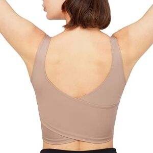 LOS OJOS Crop Tops dam – medium stöd vadderad sport-bh, tanktoppar för kvinnor, Beige, XS LOS OJOS Crop Tops dam – medium stöd vadderad sport-bh, tanktoppar för kvinnor, Beige, XS