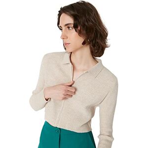 Trendyol Kvinnors stickade kläder med beige crop dragkedja kofta tröja, S Trendyol Kvinnors stickade kläder med beige crop dragkedja kofta tröja, S