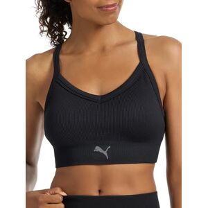 PUMA Women's Seamless Sports Bra, Black Rib PUMA Women's Seamless Sports Bra, Black Rib
