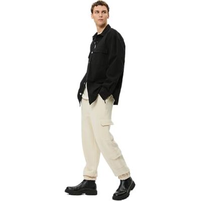 Koton Dragsko för män, detalj, joggingbyxor, cargo, sweatpants, Beige (057), L Koton Dragsko för män, detalj, joggingbyxor, cargo, sweatpants, Beige (057), L